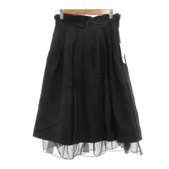 プチプードル Petit Poudre タグ付き タグ付き スカート ひざ丈 M 黒 ブラック チュール裾 ウエストギャザー フレアシルエット /SXのサムネイル