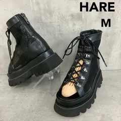 HARE ハレ デザインレースアップブーサン ブーツサンダル HAL08024KJ メッシュ 切替 厚底 バックジップ レースアップ シースルー オープントゥ ブラック 黒 M 23cm 23.5cm 靴 レディース 夏 おしゃれ ★ ■◆のサムネイル