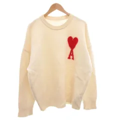 アミ アレクサンドル マテュッシ ami alexandre mattiussi 24AW ハートロゴ クルーネックニット セーター プリント ウール 長袖 L 白 ホワイト UKS002.018 /FF IBO100のサムネイル
