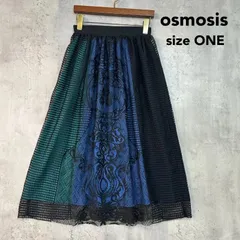osmosis オズモーシス サイズ ONE レース 配色 ギャザー スカート ブラック グリーン ブルー メッシュ ロング マキシ ウエストゴム 異素材 Aライン フレア 古着 おしゃれ 個性的 上品 華やか 透け感 カジュアル ★ ■◇ ■◆のサムネイル