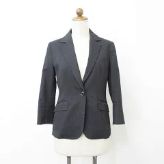 ルスーク Le souk ジャケット テーラージャケット 七分袖 シングル 1B ストライプ ベンツ 背抜き 紺 ネイビー 36のサムネイル