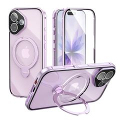 360 ° 회전 스탠드 iPhone 17 용 케이스 풀 커버 링 포함 전면 보호 투명 클리어 Magsafe 대응 종횡 양대 대응 아이폰 17 전면 커버 양면 케이스 9H 강화 유리 무선 충전 일체형 렌즈 보호 PC 후면 알루미늄 a27ba681