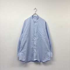 ISSEY MIYAKE 長袖バンドカラーシャツ トップヒューズ芯使用 ブルー