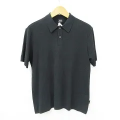 ヒューゴボス HUGO BOSS ニット ポロシャツ 半袖 コットン 黒 ブラック M ☆AA★のサムネイル