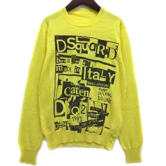 ディースクエアード DSQUARED2 ニット セーター 長袖 クルーネック PUNK BROTHER イエロー 黄 S S74HA0955のサムネイル