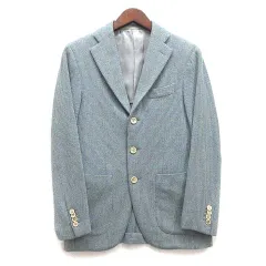カルーゾ CARUSO ウール カシミヤ テーラード ジャケット 3B サックス ブルー 42のサムネイル