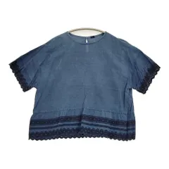 45R/45rpm 藍インドカディdeカットワークTシャツ 定価48400円  ブラウス シャツ ネイビー レディース フォーティーファイブアールピーエム【中古】6-0712S♪のサムネイル