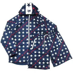 マーブルズ Marbles 2018SS STAR WARM UP ウインドブレーカー 上下 セットアップ ジャケット ショーツ ブルー レッド Lのサムネイル