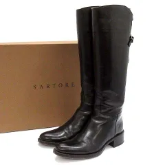 サルトル SARTORE SR1400 PARMA 432 T.MOR ロング ブーツ クロスストラップ バックジップ 35.5 22.5cm~23cm ダークブラウンのサムネイル