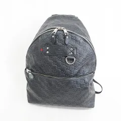 グッチ GUCCI リュックサック デイパック グッチシマ GG柄 シェリーライン レザー ブラック 黒 ☆AA★のサムネイル