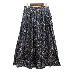 トゥジュー TOUJOURS VINTAGE FLOWER PRINT オーガニックコットン ヴィンテージフラワー プリント スカート ロング ネイビー 紺 2のサムネイル