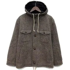 フランクリーダー FRANK LEDER ウール ツイード フード ジャケット くるみボタン ドイツ製 ブラウン 茶 Sのサムネイル