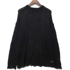 ナンバーナイン NUMBER (N)INE モヘヤ メッシュ ニット プルオーバー セーター MOHAIR MESH WIDE STRIPED KNIT PULLOVER ブラック 黒 2のサムネイル