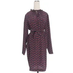 キャシャレル cacharel シルク フラワー ミニワンピース ドレス 長袖 38 レッド/ネイビー 赤/紺 13HFP402-447のサムネイル