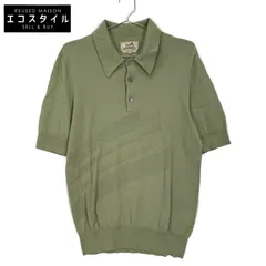 HERMES　エルメス　21SS グリーン コットンウール×カシミヤ ショートスリーブニットポロシャツ　Sのサムネイル