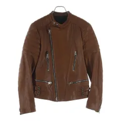 TOM FORD (トムフォード) ラムレザー ダブル ジップアップ ライダース ジャケット ブラウン BL426 TFL620のサムネイル