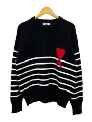 Ami Alexandre Mattiusi (アミアレクサンドレマテュッシ) ハートロゴ ボーダークルーネックニット A21FK009.016 XL ブラック メンズ/025のサムネイル