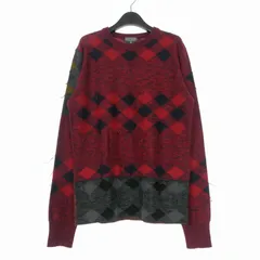 ランバン LANVIN Patchwork Diamond Pullover ウール クルーネックニット セーター 長袖 M レッド 赤のサムネイル