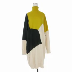 ドリスヴァンノッテン DRIES VAN NOTEN カラーブロック タートルネックニットワンピース ドレス 長袖 M イエロー/ベージュ/ブラックのサムネイル
