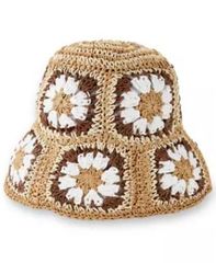 スティーブ マデン レディース アクセサリー 帽子 Steve Madden Bright Straw Bucket HatanBrown ブラウンのサムネイル