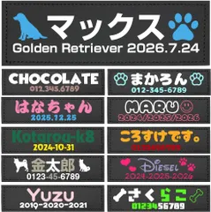 ハーネスラベル【1枚単品】 ネームタグ お名前 ネーム ラベル 黒（XS-S/2行/2色）のサムネイル