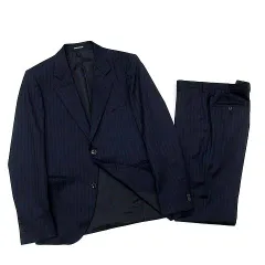 新品同様 エンポリオアルマーニ EMPORIO ARMANI SAVILE LINE スーツ 上下セット ストライプ 2B ジャケット パンツ 紺 ネイビー 50 大きいサイズのサムネイル