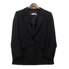 ジバンシィ GIVENCHY ピークドラペル テーラード ジャケット 1B ウール モヘア 裏地4G総柄 ブラック 黒 38 レディース BW305Q10EA 美品のサムネイル