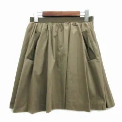 ランバンオンブルー LANVIN en Bleu フレア スカート ストレッチ タイプライター ミニ カーキ 36のサムネイル