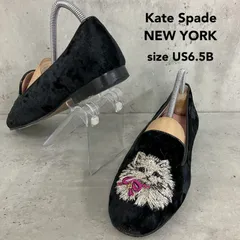 Kate Spade NEW YORK ケイトスペードニューヨーク 23.5cm LOUNGE  WHISKERS LOAFER ラウンジ ウィスカーズ ローファー スリッポン ブラック 黒 猫 ネコ キャット 刺繍 ベルベット ベロア ★ ■■のサムネイル