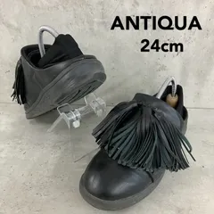 ANTIQUA アンティカ 24cm 2WAY ボリューム タッセル シューズ ブラック フリンジ スリッポン スニーカー ローファー バブーシュ かかとが踏める ローヒール フラット カジュアル デザインシューズ 靴 ★ ■◆のサムネイル