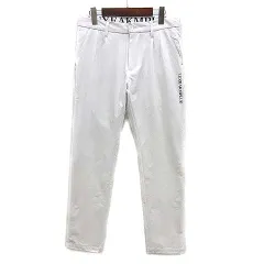 リュクスエイケイエムプラス LUXEAKMPLUS サイドロゴ ツータック スラックス パンツ BASIC SLACKS ホワイト 白 L ゴルフウェアのサムネイル