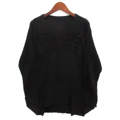 アツロウタヤマ ATSURO TAYAMA ブレード ドロップショルダー カットソー コットン サマーニット  長袖 ブラック 黒 EUR36のサムネイル