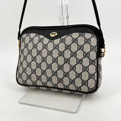 美品】グッチ ショルダーバッグ GGプラス 2WAY PVC レザー ネイビー 
