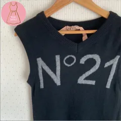 【ウール100%】N°21 ヌメロヴェントゥーノ ロゴ ニットベスト ノースリーブ 36 ブラック×イエロー レディース RanSelectのサムネイル