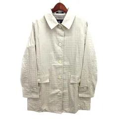 アクアスキュータム AQUASCUTUM コットン シルク ステンカラーコート シャドーチェック ライトベージュ 7S 日本製のサムネイル