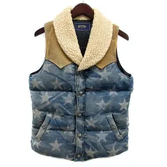 マーブルズ アンド コー MARBLES&Co. スター ダウン ベスト ボア ショールカラー デニム スエード 切替 STAR DOWN VEST インディゴブルー Sのサムネイル
