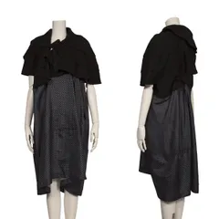 トリコ コムデギャルソンtricot COMME des GARCONS 製品洗いドット切替ワンピース 黒紺Sのサムネイル