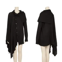 ヨウジヤマモト ファムYohji Yamamoto FEMME ウールシルクアシンメトリーニットカーディガン 黒2のサムネイル