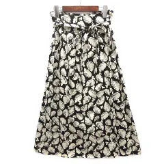 ジェイ&エムデヴィッドソン J&M Davidson インバーテッド プリーツ スカート INVERTED PLEAT SKIRT テラコッタモンステラ リーフ柄 ブラック 黒 8のサムネイル