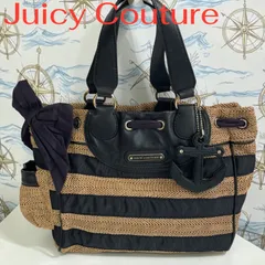 Juicy Couture ジューシークチュール ボーダー トートバッグ マリンテイスト カゴバッグ ハンドバッグ 編み込み 【チャーム付】のサムネイル