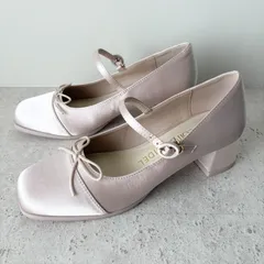 【極美品】スナイデル SNIDEL パンプス Chacott コラボレーション ピンク ベージュ メリージェーン サテン スクエアトゥ リボン ストラップ チャンキーヒール バレエシューズ 上品 フェミニン バレエコア 結婚式 パーティー フォーマルのサムネイル