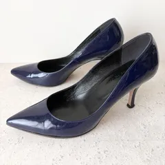 【美品】スタイルデリ Style Deli パンプス ハイヒール ポインテッドトゥ エナメル パテントレザー ネイビー 紺 23.5cm 23 1/2 日本製 MADE IN JAPAN 靴 シューズ 通勤 ビジネス フォーマル オフィス セレモニーのサムネイル