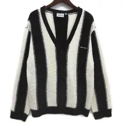 カーハート carhartt マンフォード カーディガン MANFORD CARDIGAN ニット ストライプ ブラック ホワイト 白 黒 Mのサムネイル