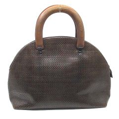 美品✨JURGEN LEHL ウッドハンドル ハンドバッグ ボストン レザー 黒