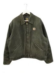 カーハート carhartt 00s デトロイトジャケット モスグリーン XL J146 MOS 襟同色 ノーチェストポケット ブランケットライナー フェードのサムネイル