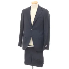【中古】カナーリ CANALI ウール チェック 3つボタンスーツ ネイビーxブラウン【サイズ44】【メンズ】のサムネイル
