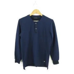 テットオム TETE HOMME カットソー ヘンリーネック 長袖 ストレッチ 紺 M *A631のサムネイル