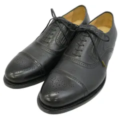 JALAN SRIWIJAYA ジャランスリウァヤ 98746 Fortuna Shoes フォルトゥナ ストレートチップ セミブローグ メダリオン サイドエラスティック レザー シューズ ブラック系 UK9【極上美品】【中古】のサムネイル