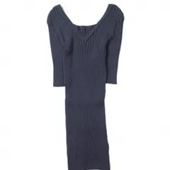 6 ROKU BEAUTY&YOUTH UNITED ARROWS ロク ビューティーアンドユース ユナイテッドアローズ RIB SHORT SLEEVE KNIT リブショートスリーブニット 8618-105-0017 ネイビー セーター プルオーバーのサムネイル