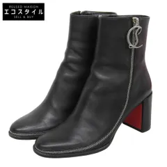 CHRISTIAN LOUBOUTIN　クリスチャンルブタン　CL ZIP BOOTY Dロゴファスナー ジップ レザー アンクルブーツ レディース ブラック 36 1/2　36.5のサムネイル